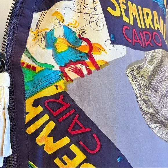 Vintage East West 100% Silk Printed Jogger Set Jacket Drawstring Pants Size L - Picture 9 of 15